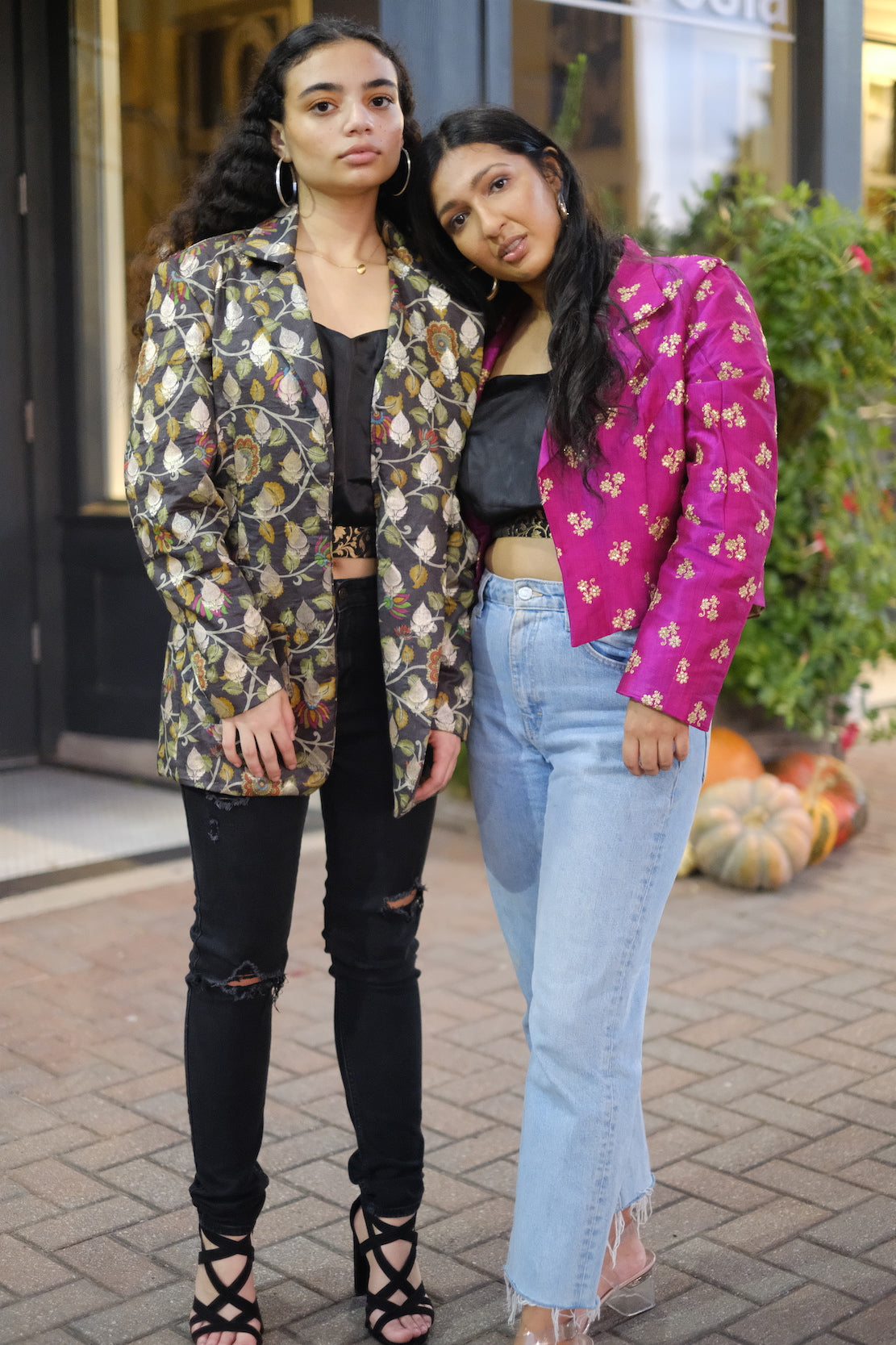 Printed Black Oversized Blazer