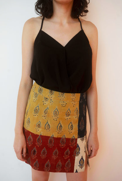 Ajrak Hand Block Print Mini Skirt