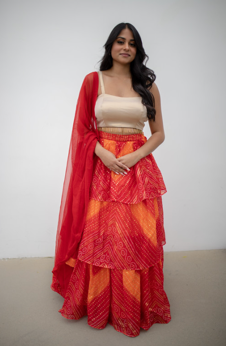 Kota Doria Ruffle Fashion Forward Lehenga Skirt